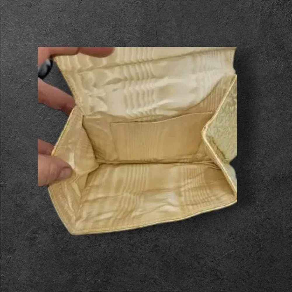 MCM Vintage Embossed Gold & White Leather Clutch Evening Bag - Picture 8 of 11